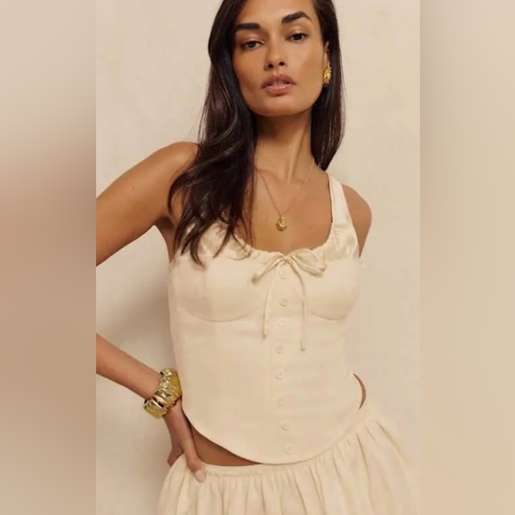 Reformation Tops - Reformation Evy Linen & Silk Corset Top